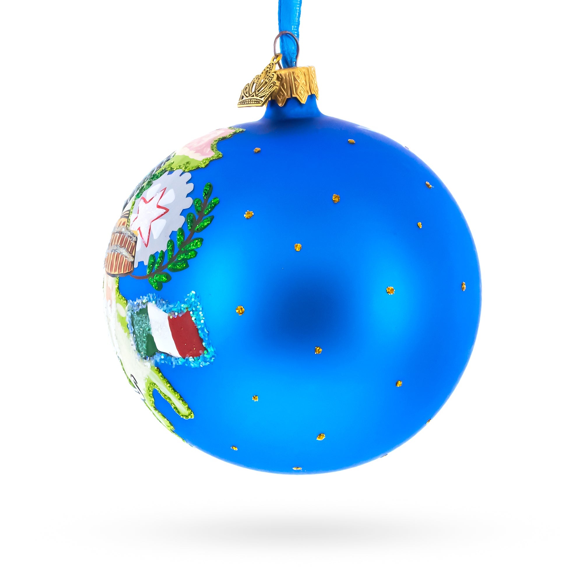 Italy Landmarks and Symbols Glass Ball Christmas Ornament 4 Inches