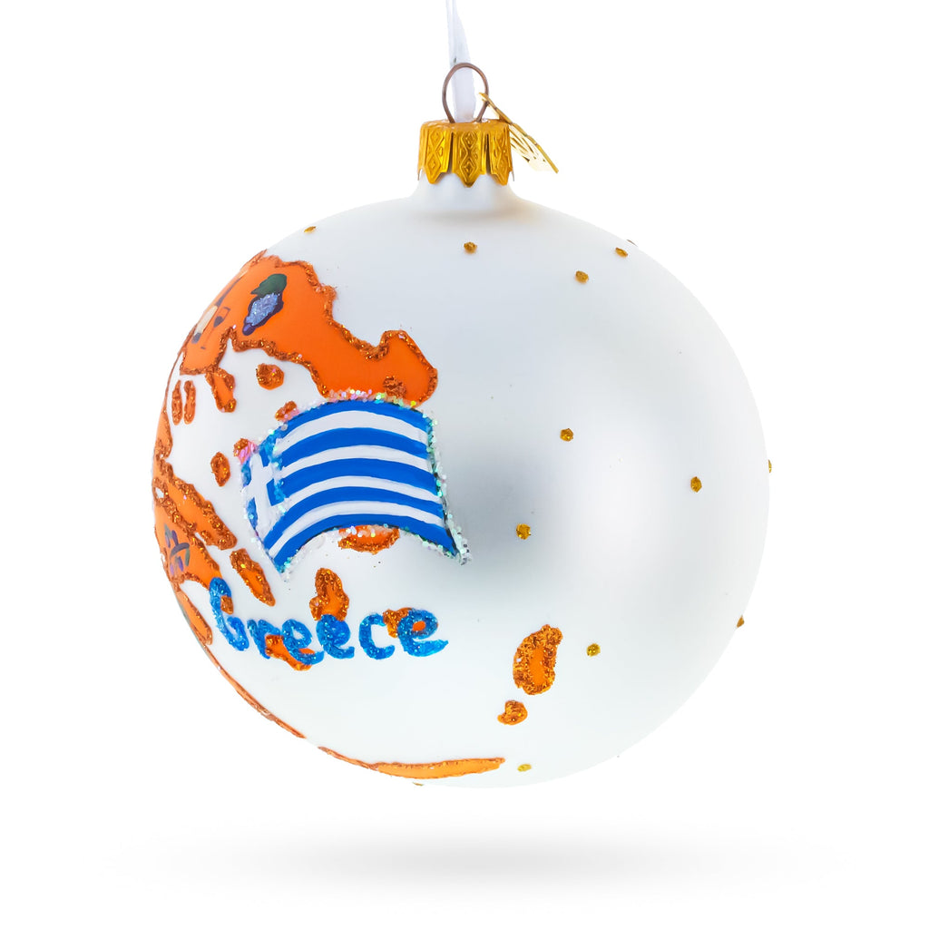 Greece Landmarks and Symbols Glass Ball Christmas Ornament 4 Inches