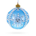 Blue and Pearl Jewel-Embellished Glass Ball Ornament 3.25 Inches