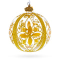 Gold Filigree Floral Design Glass Ball Christmas Ornament 3.25 Inches