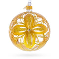 Radiant Gold Starburst Pattern Glass Ball Christmas Ornament 4 Inches