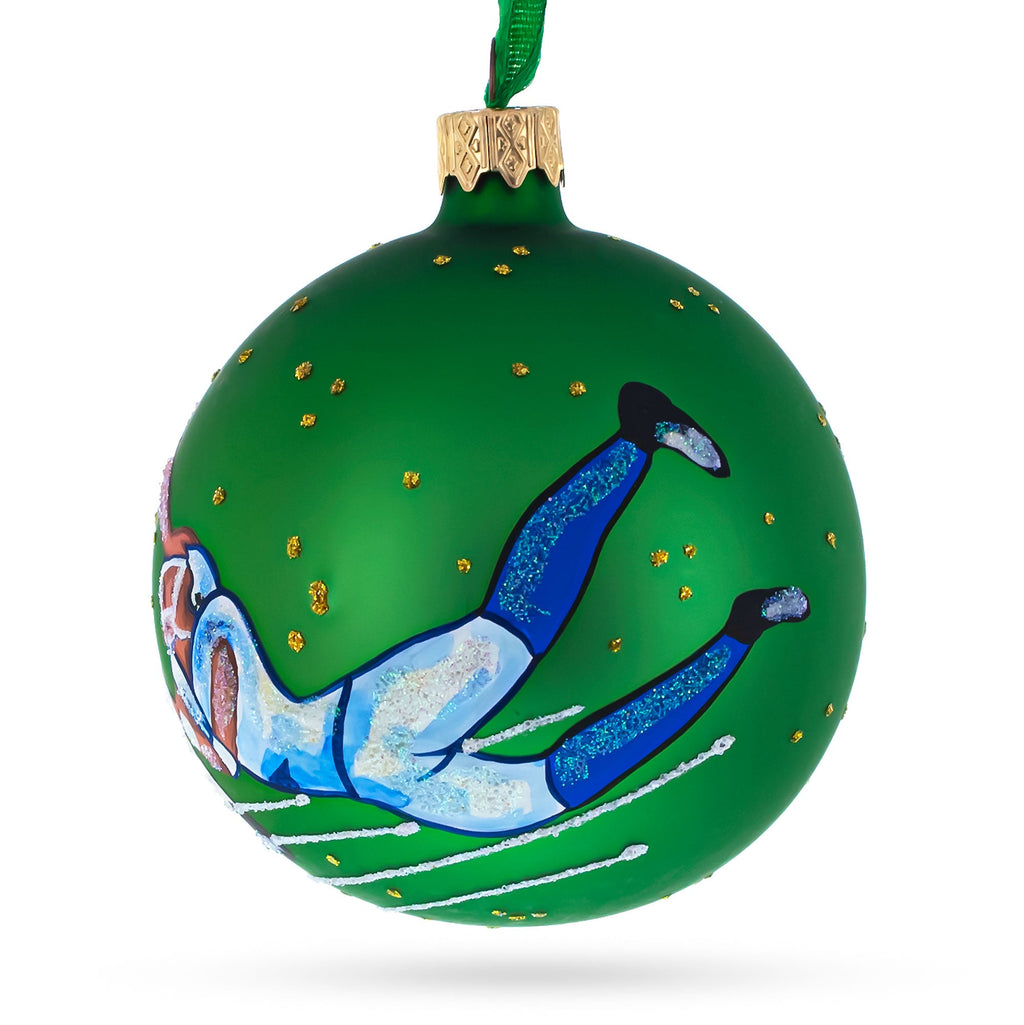 American Football Glass Christmas Ornament 3.25 Inches