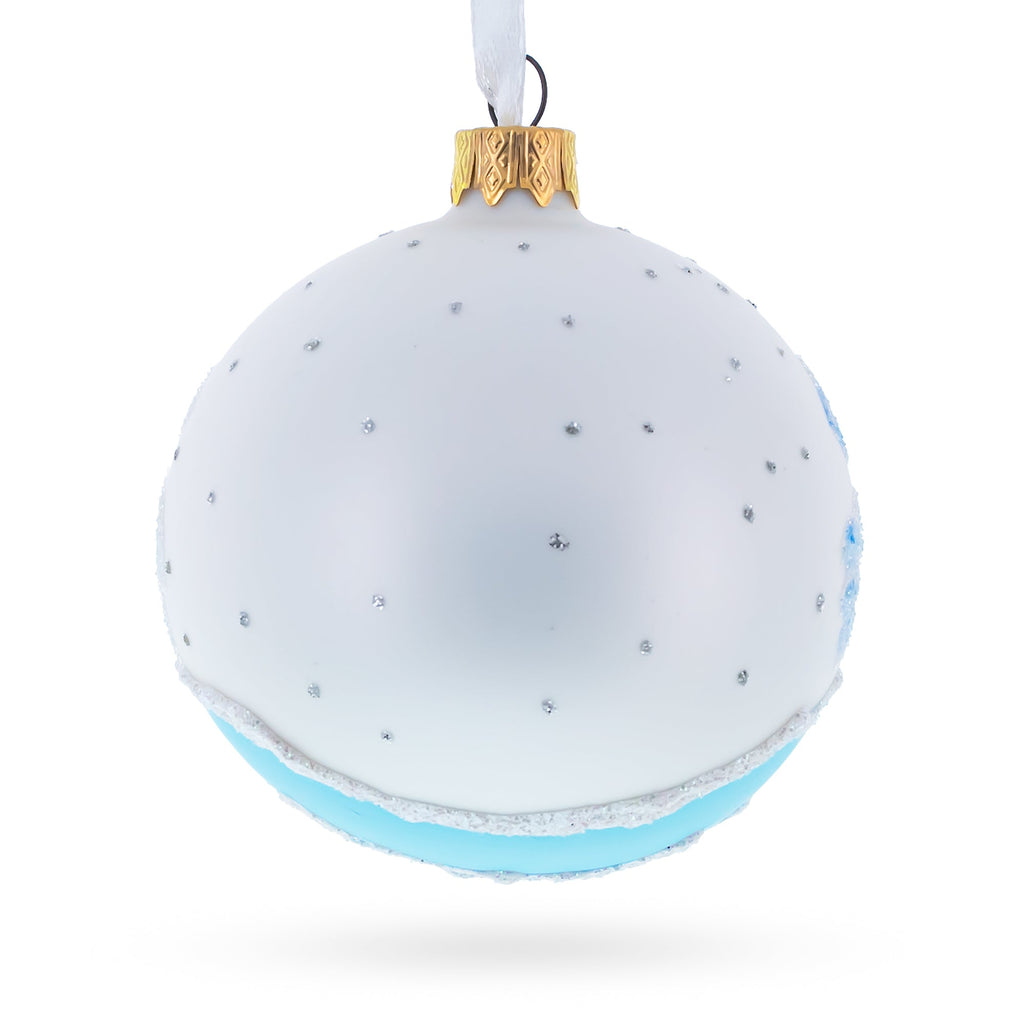 Puppy on the Snow Glass Christmas Ornament 3.25 Inches