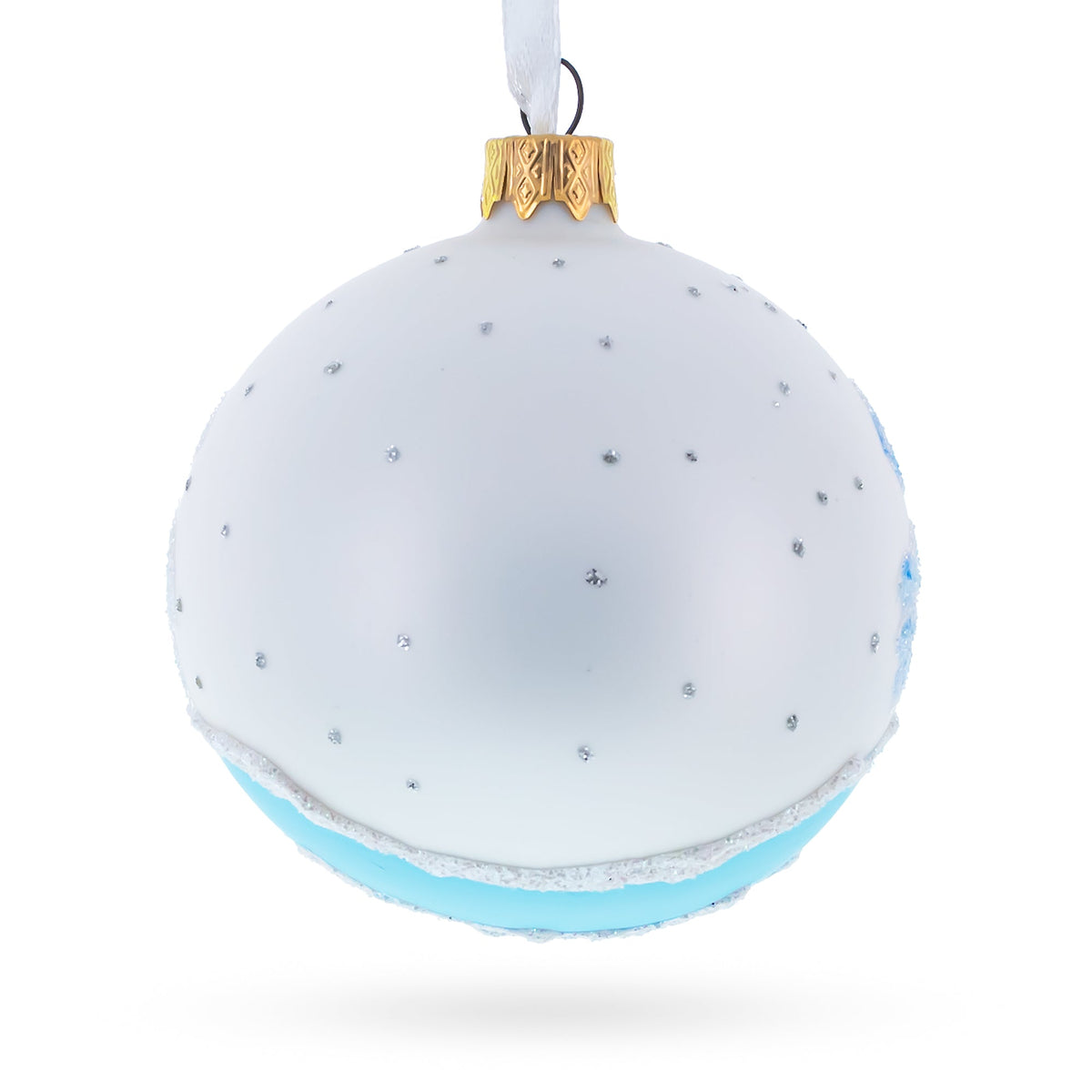 Puppy on the Snow Glass Christmas Ornament 3.25 Inches