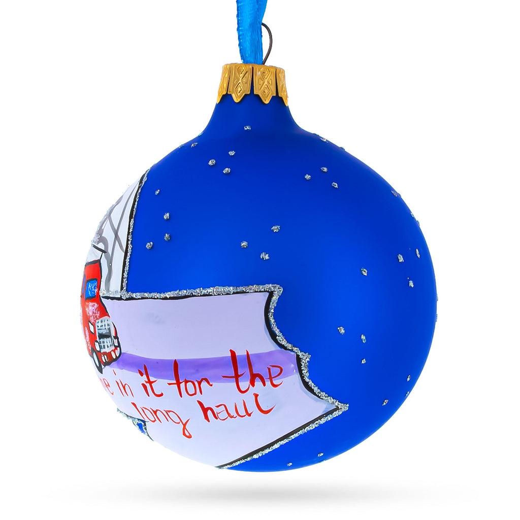 Truck Driver Glass Ball Christmas Ornament 3.25 Inches