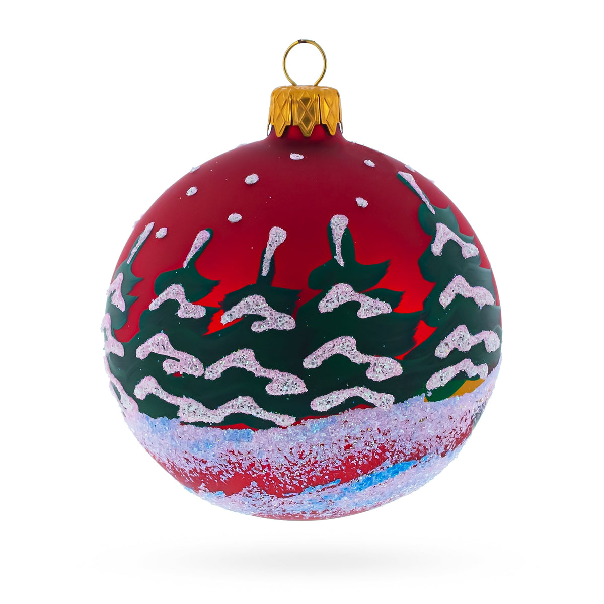 Cat in Chimney Glass Ball Christmas Ornament 3.25 Inches