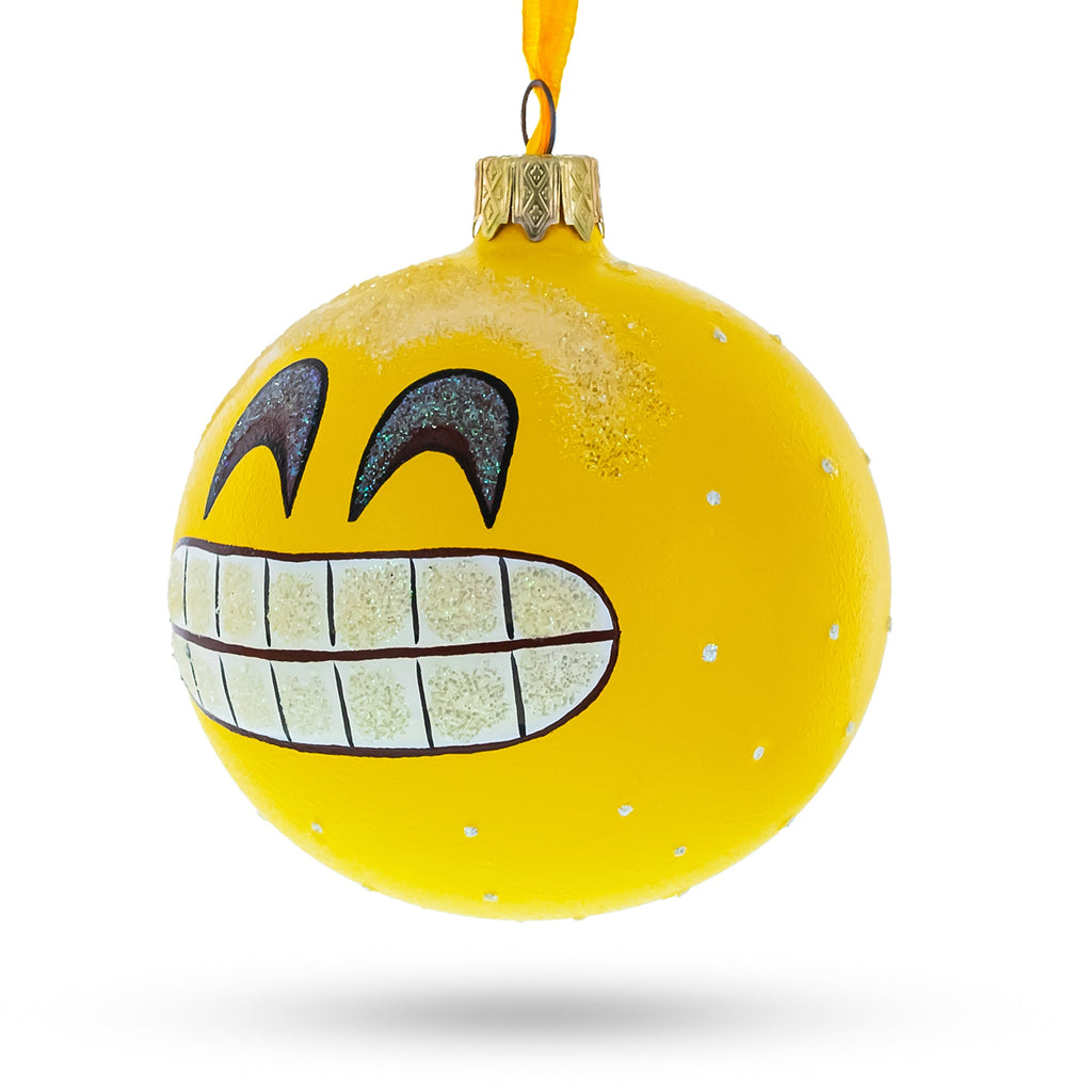 The Grin Facial Expressions Glass Ball Christmas Ornament 3.25 Inches