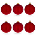 Set of 6 Matte Red Glass Ball Christmas Ornaments 3.25 Inches