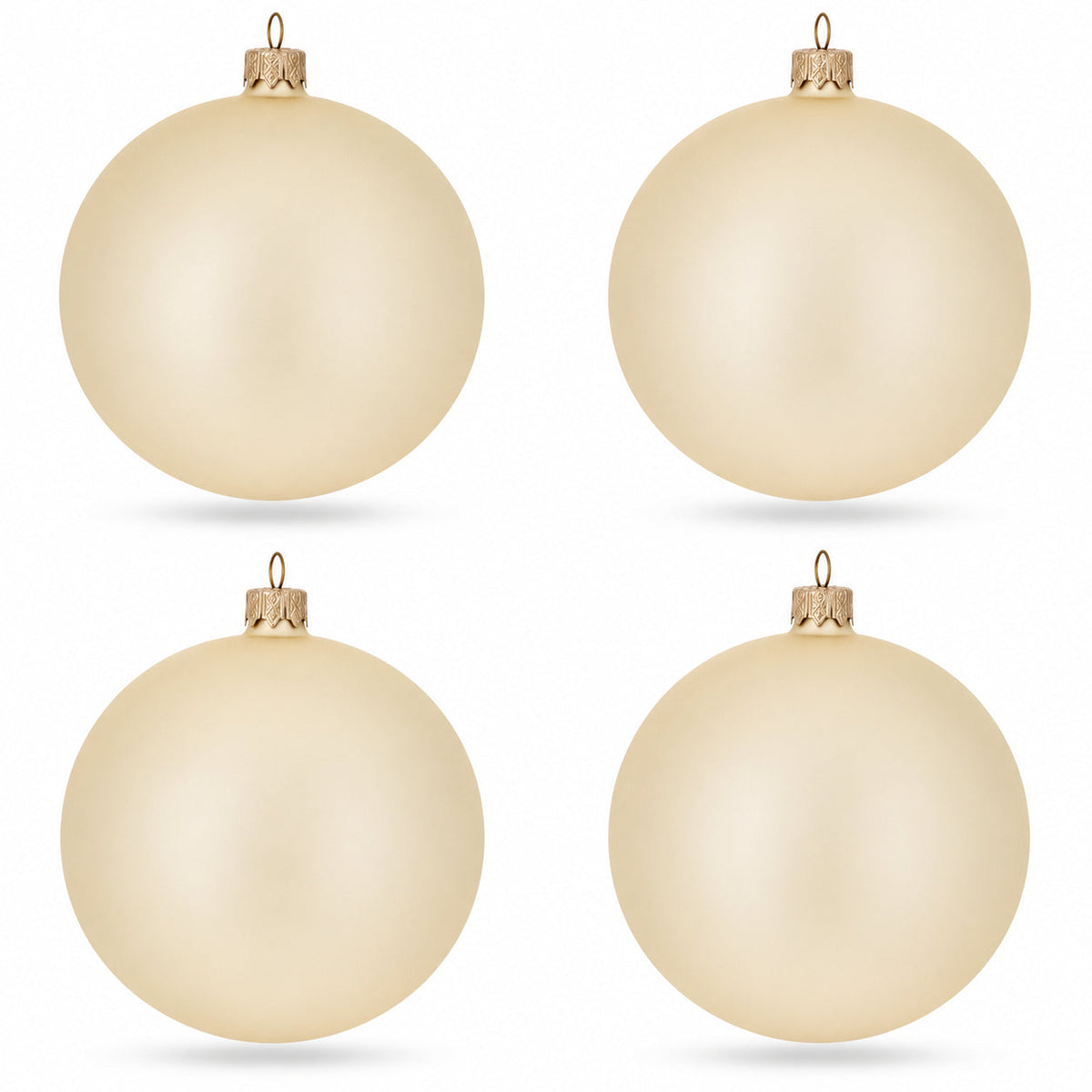 Set of 4 Beige Glass Ball Christmas Ornaments 4 Inches