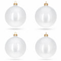Set of 4 Glossy White Glass Ball Christmas Ornaments 4 Inches