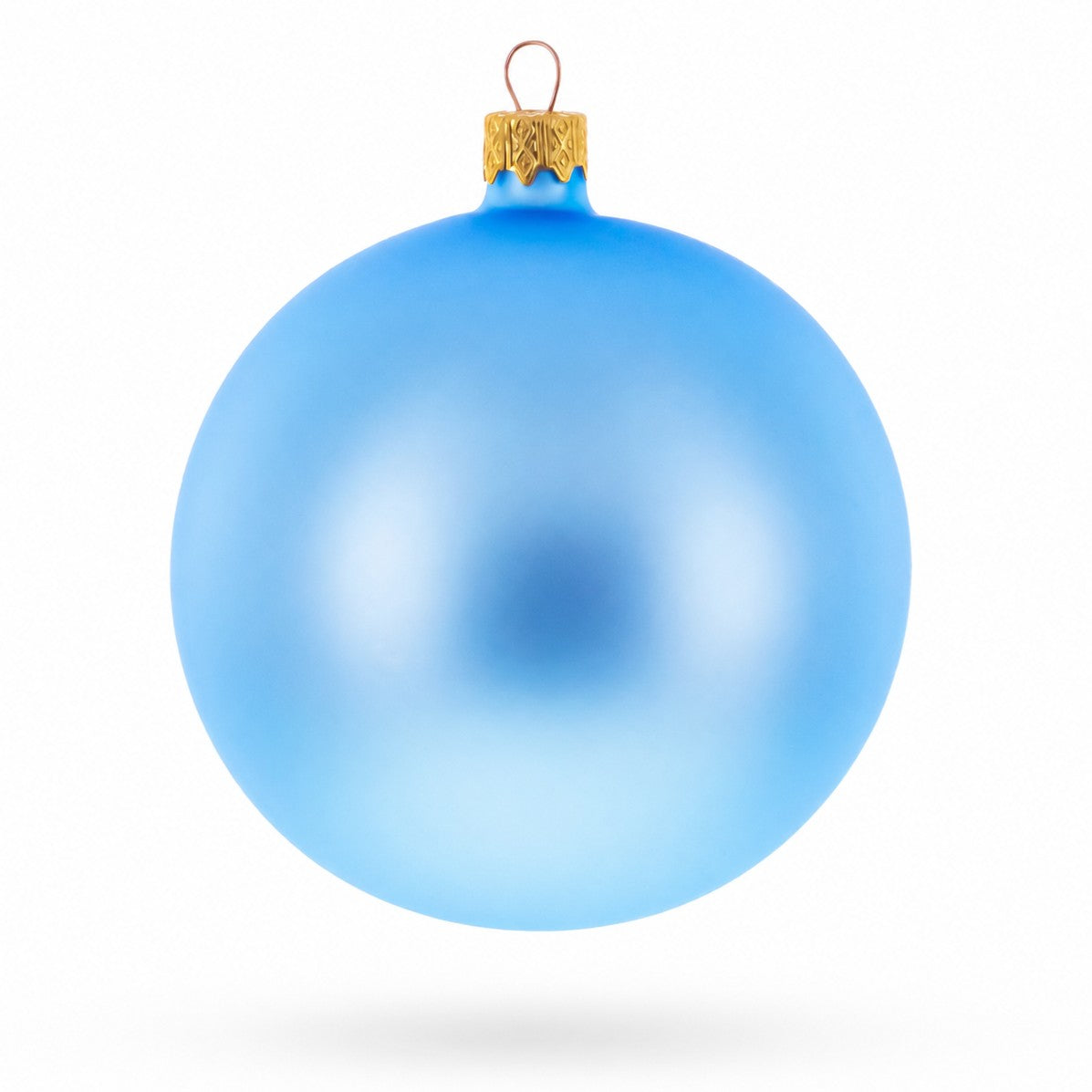 Set Of 4 Light Matte Blue Glass Ball Christmas Ornaments 4 Inches