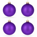 Set of 4 Matte Purple Glass Ball Christmas Ornaments 4 Inches