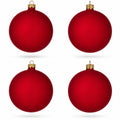 Set of 4 Red Matte Glass Ball Christmas Ornaments 4 Inches