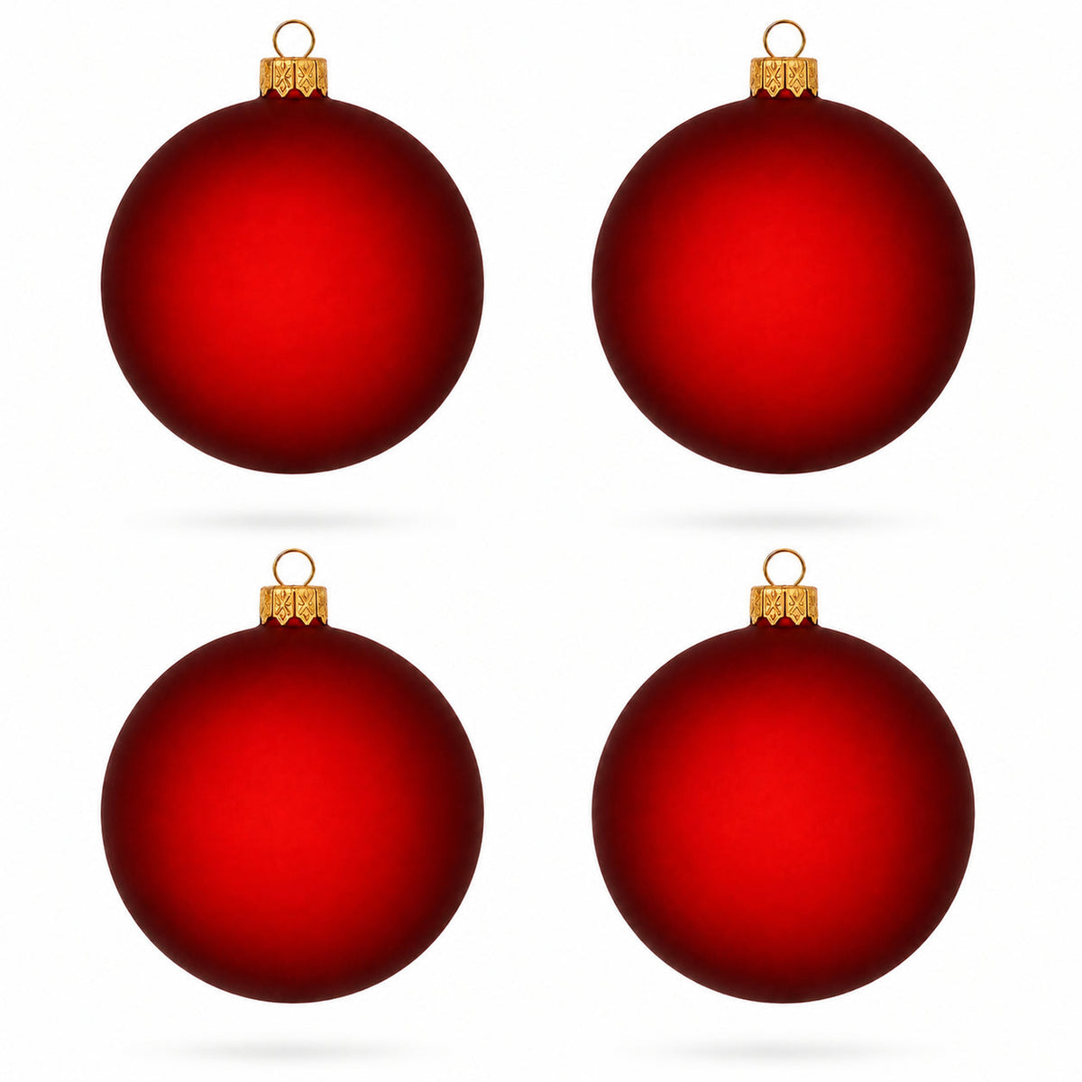 Set of 4 Translucent Red Glass Ball Christmas Ornaments 4 Inches