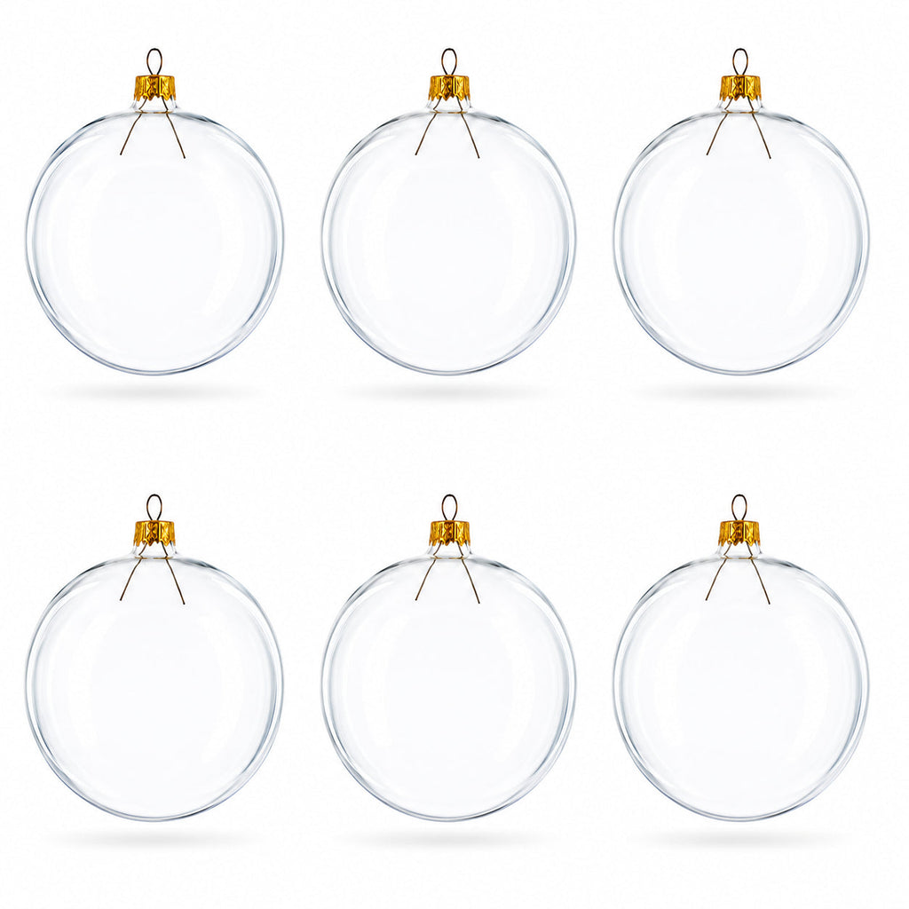 Set of 6 Clear Glass Ball Christmas Ornaments DIY Craft 3.25 Inches