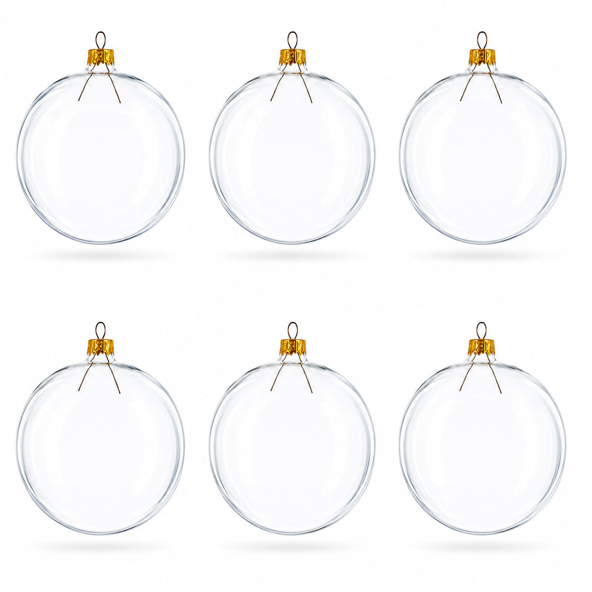 Set of 6 Clear Glass Ball Christmas Ornaments DIY Craft 3.25 Inches