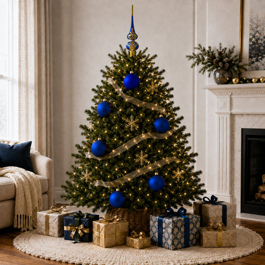 Set of 6 Blue Matte Glass Ball Christmas Ornaments 3.25 Inches