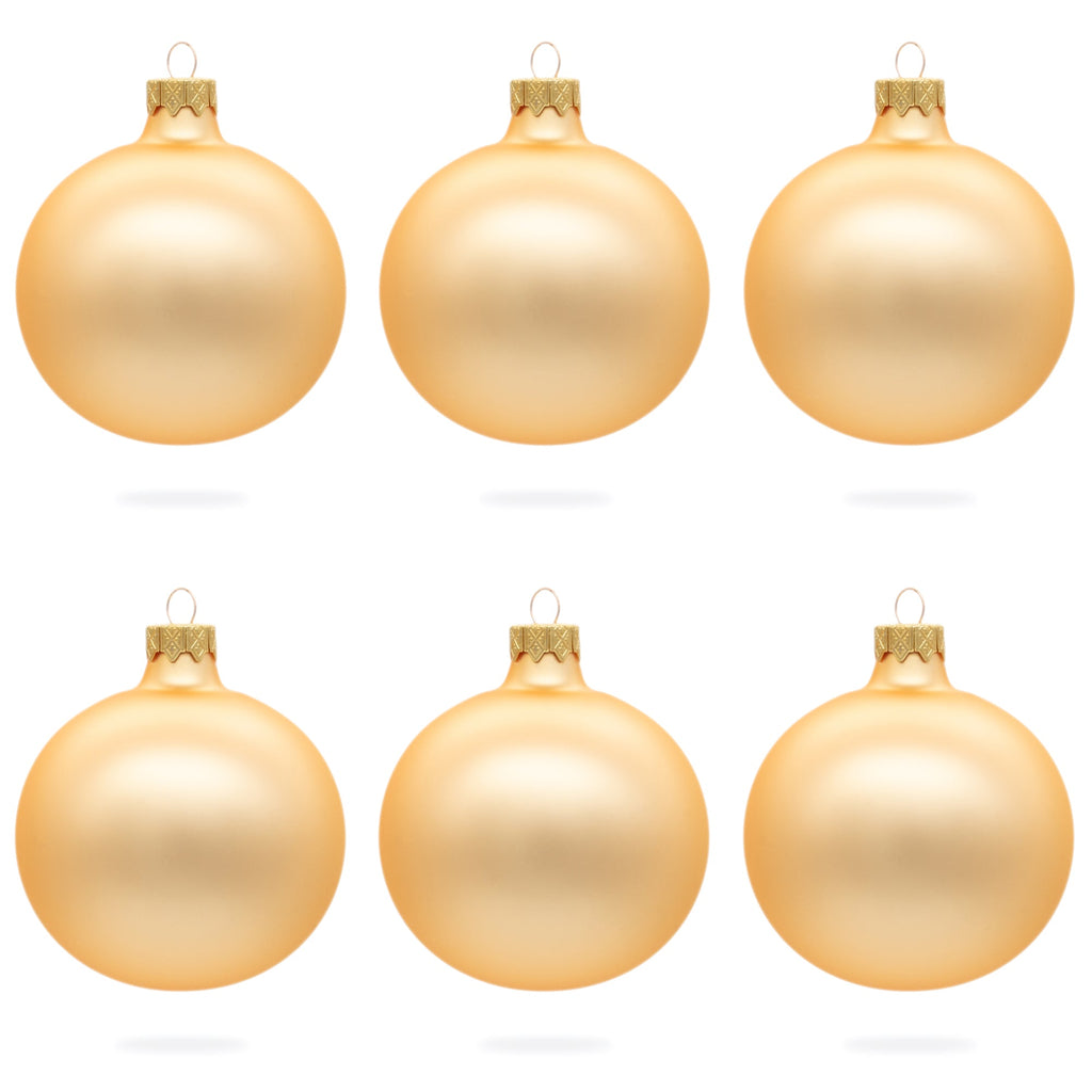 Set of 6 Rose Gold Glass Ball Ornaments 3.25 Inches