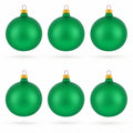 Set of 6 Matte Green Glass Ball Christmas Ornaments 3.25 Inches