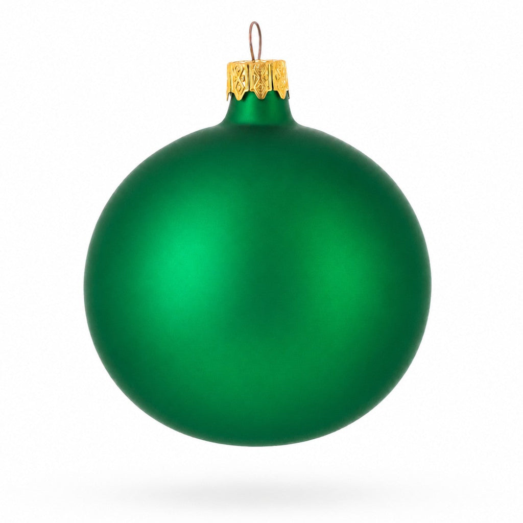 Set of 6 Matte Green Glass Ball Christmas Ornaments 3.25 Inches