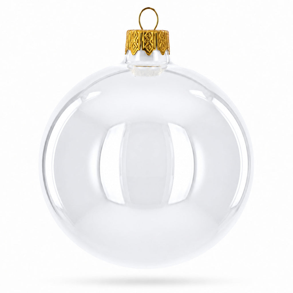 Set of 6 White Glossy Glass Ball Christmas Ornaments 3.25 Inches