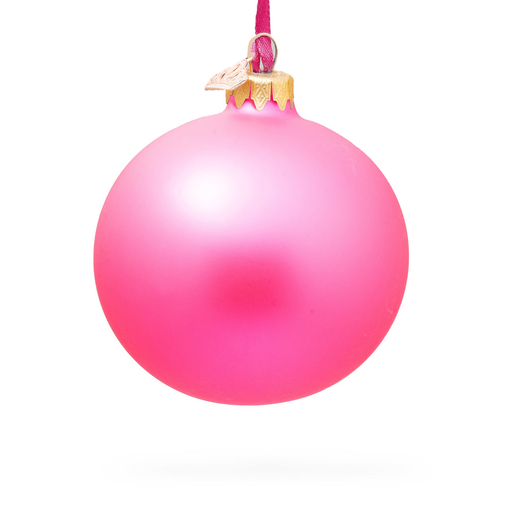 Set of 6 Solid Pink Glass Ball Christmas Ornaments 3.25 Inches