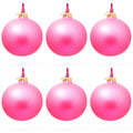 Set of 6 Solid Pink Glass Ball Christmas Ornaments 3.25 Inches