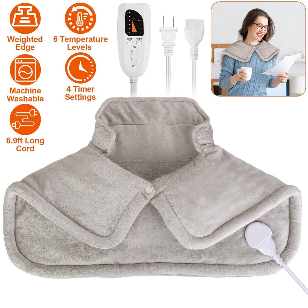 Large Weighted Heating Pad for Neck and Shoulders