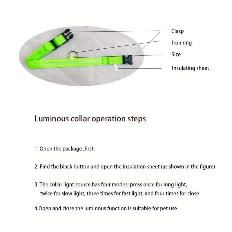LED Dog Collars Light Adjustable Flashing Luminous Collar Night Anti-Lost