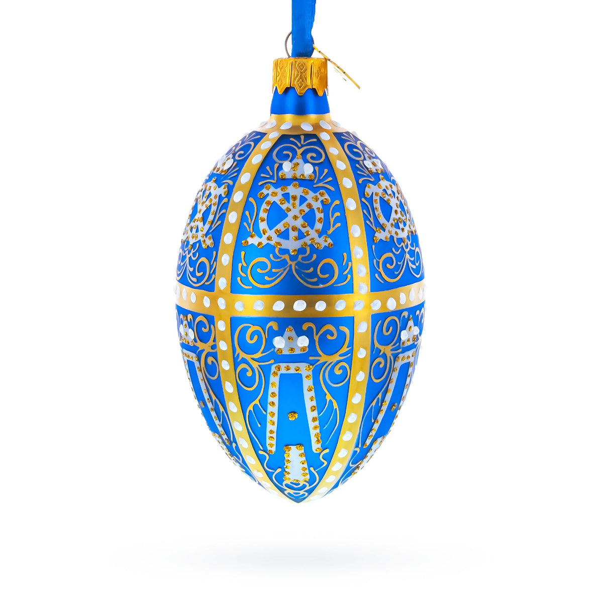 1896 Twelve Monograms Royal Glass Egg Ornament 4 Inches