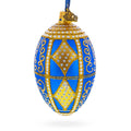 Golden Rhombus Glass Egg Christmas Ornament 4 Inches