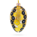 Gold and Black Circles Glass Egg Christmas Ornament 4 Inches