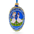 Storks Family Glass Egg Ornament 4 Inches