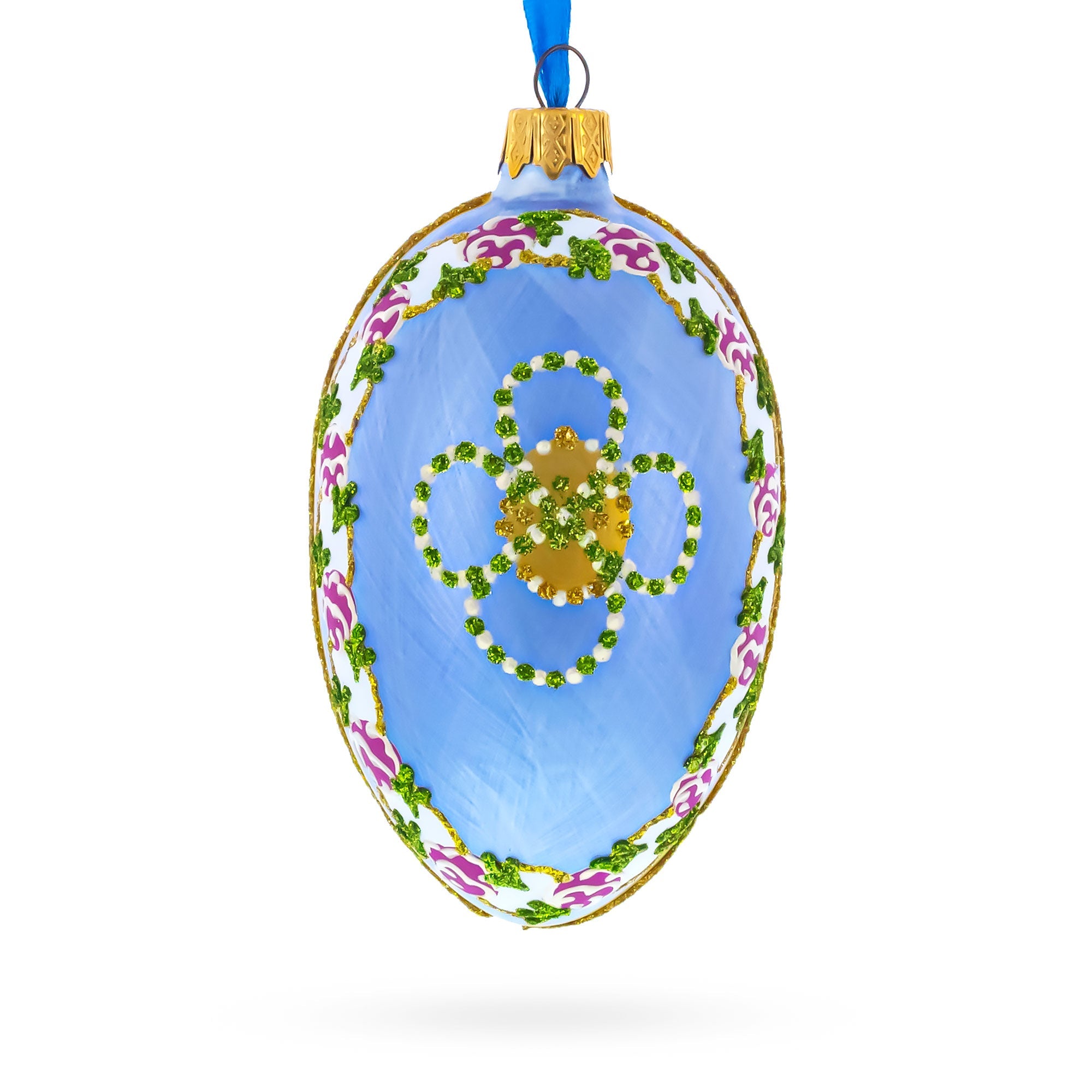 1907 Cradle With Garlands Royal Glass Egg Ornament 4 Inches