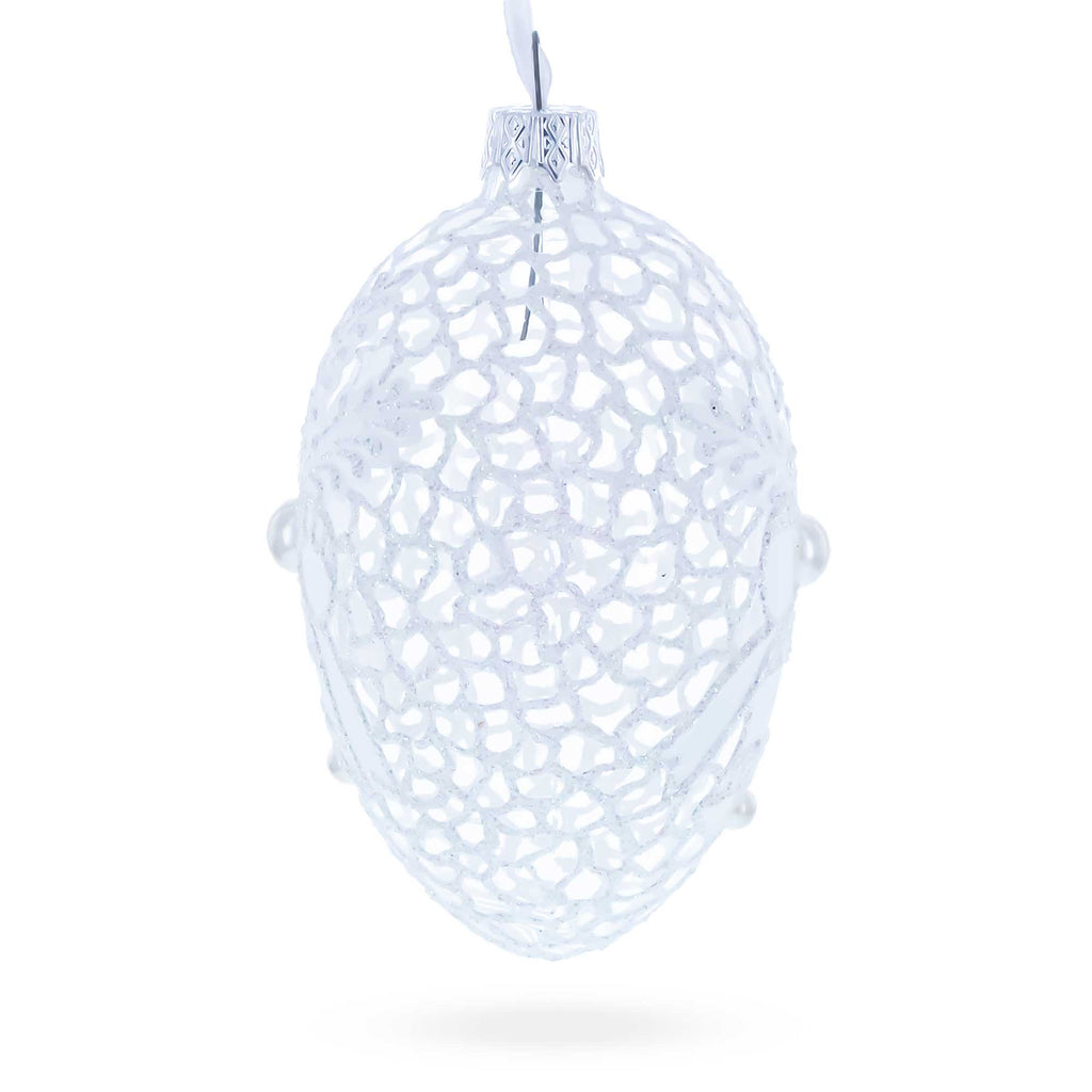 Winter Bells Egg Glass Ornament 4 Inches