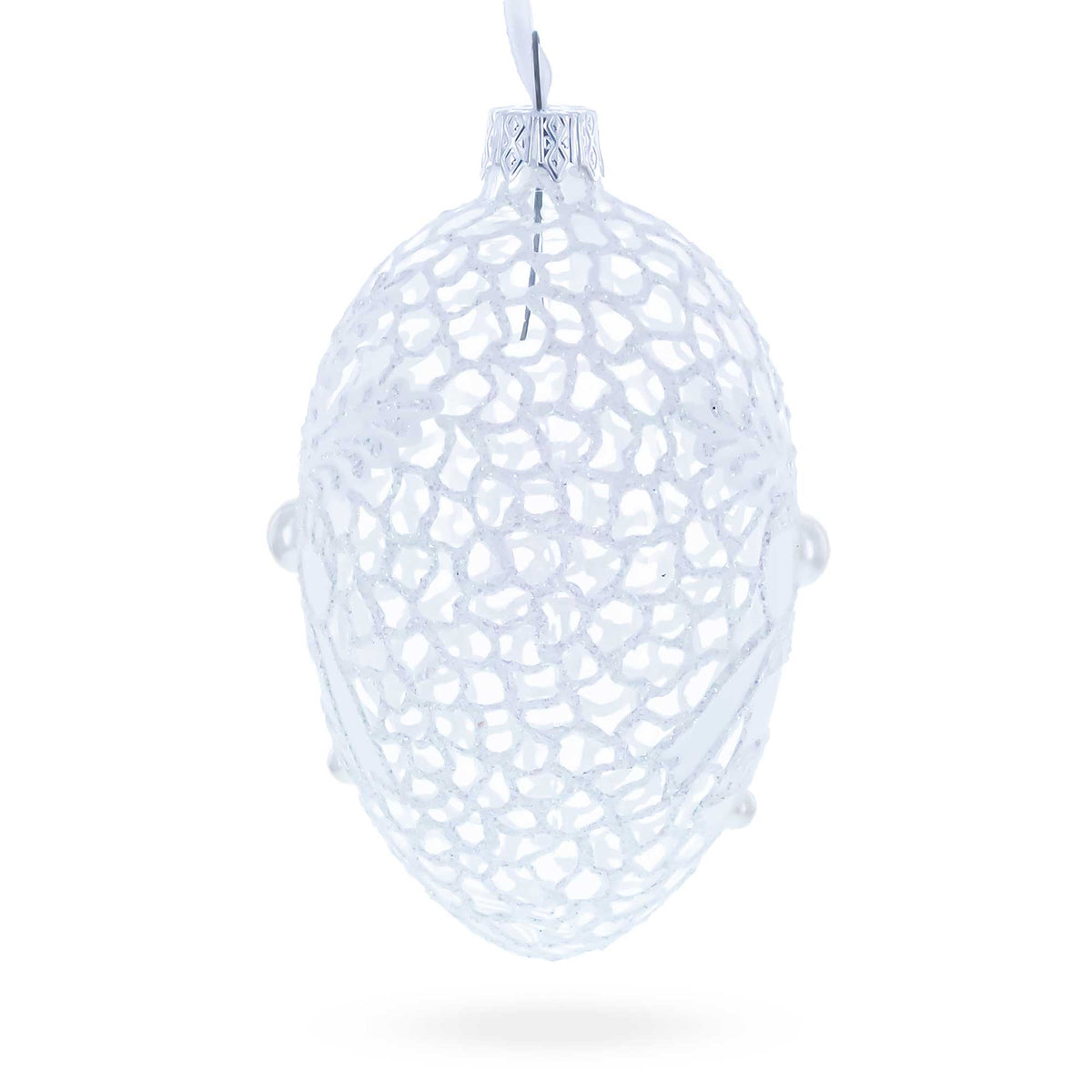 Winter Bells Egg Glass Ornament 4 Inches