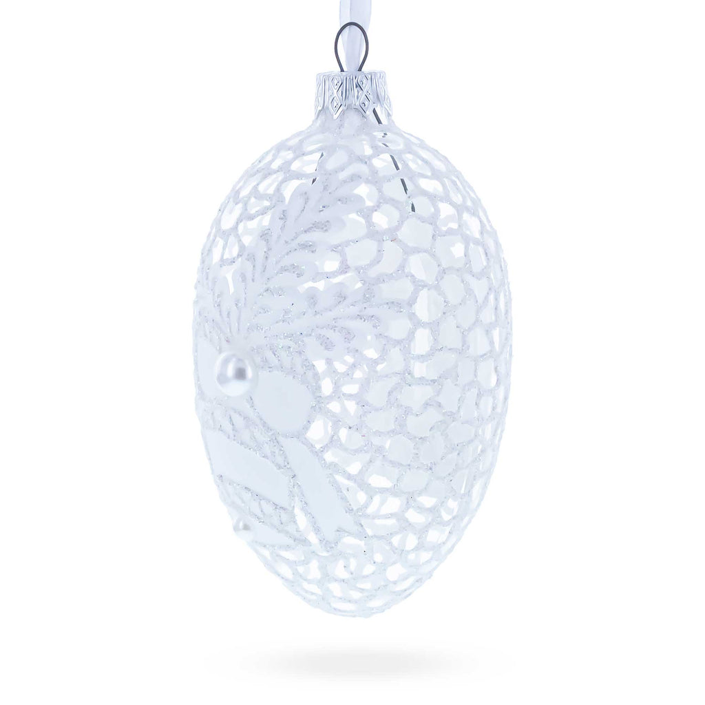 Winter Bells Egg Glass Ornament 4 Inches