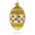 Gold Stars On Trellis Egg Glass Ornament 4 Inches