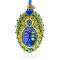 Peacock Glass Egg Ornament 4 Inches