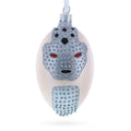 French Designer Jeweled Panther Glass Egg Christmas Ornament 4 Inches