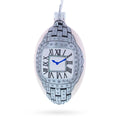 Louis-Francois Designer Jeweled Timepiece Glass Egg Christmas Ornament 4 Inches