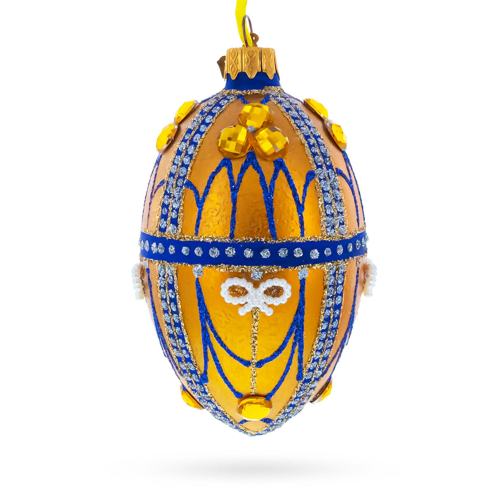 Golden Jewels Glass Egg Ornament 4 Inches