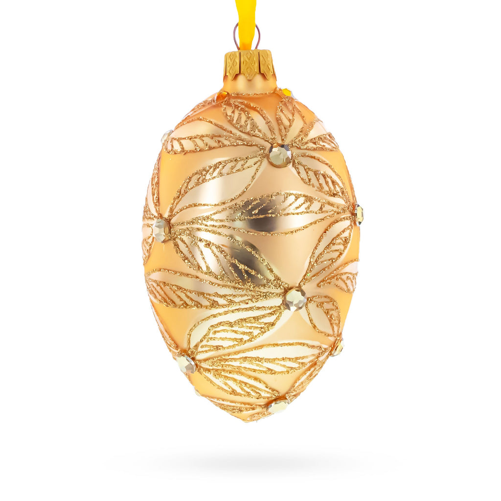Jeweled Waves on Champagne Glass Egg Ornament 4 Inches