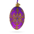 Golden Swirls on Purple Glass Egg Ornament 4 Inches