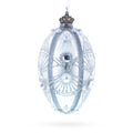 Diamonds on Silver Glass Egg Ornament 4 Inches