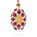 Red Poppy Floral Glass Egg Ornament 4 Inches