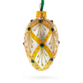 Beige & Emerald Jewel Accented Mini Glass Egg Ornament 2.9 Inches