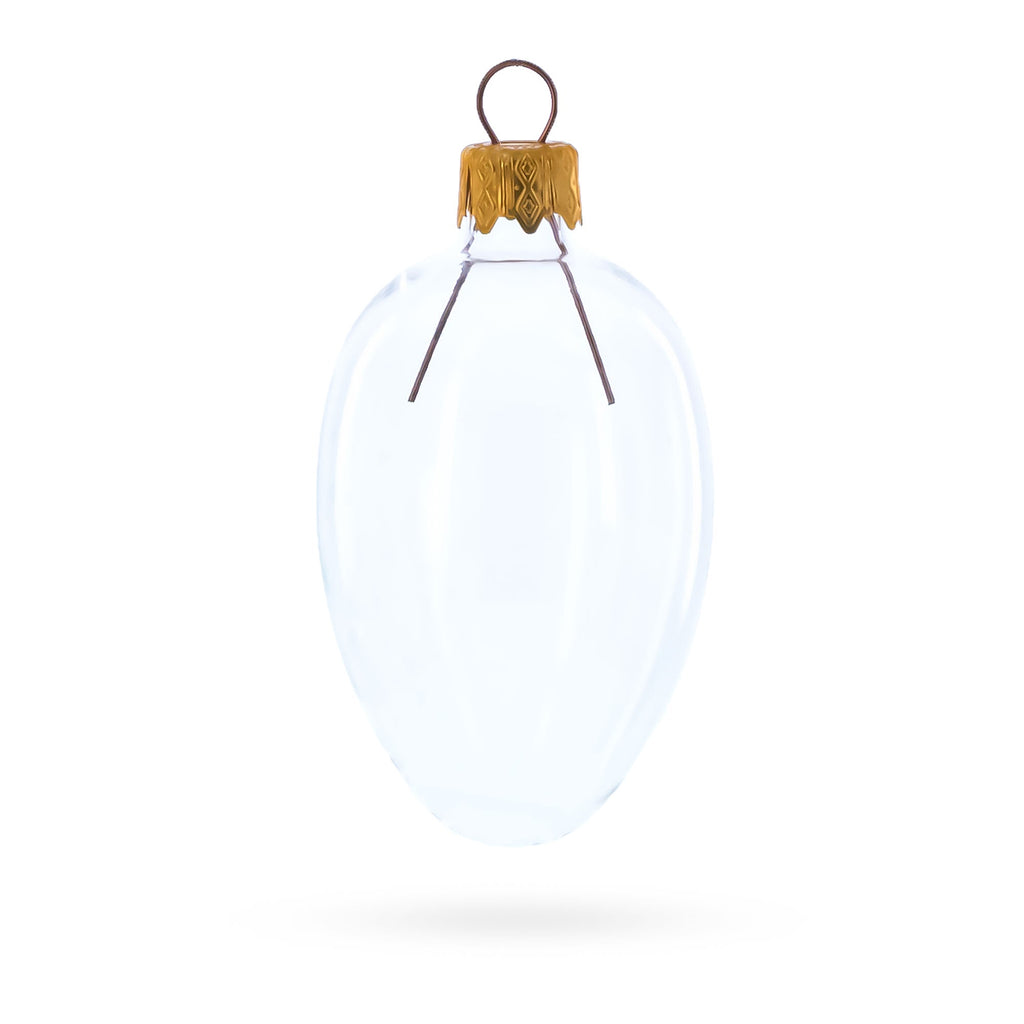 Set of 6 Clear Mini Glass Egg Ornaments 2.9 Inches