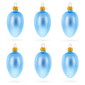 Set of 6 Blue Mini Glass Egg Ornaments 2.9 Inches