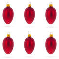 Set of 6 Matte Red Mini Glass Egg Ornaments 2.9 Inches